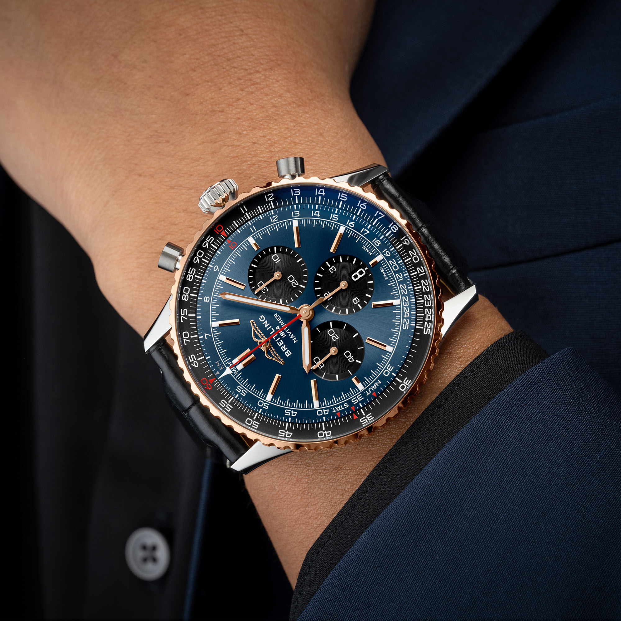 Navitimer B01 Automatic Chronograph 46 mm Stainless Steel and Red Gold Limited Edition Breitling